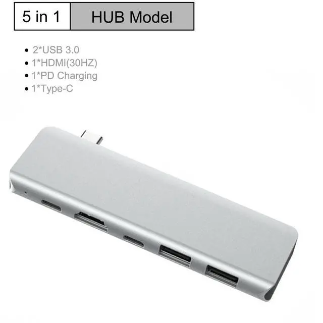 Alt view image 4 of 7 - USB C Hub Adapter, 5 in 1 Multiport Adapter with 4K Type C Hub to HDMI, 2 USB 3.0 Ports, 1*USB-C Ports and USB-C PD Charging for MacBook, Mac Pro, Mac Mini, iMac, Surface Pro, XPS, PC Mobile HD