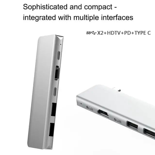 Alt view image 3 of 7 - WRIARICH USB C Hub, Fastest Type-C 5 in 1 Multi-Port Hub Adapter for MacBook Pro 13" / 15" / 16" with Thunderbolt 3 USB C,, 2 USB 3.0 Ports and 4K HDMI Out, Pass-Through Charging for MacBook, Mac Pro