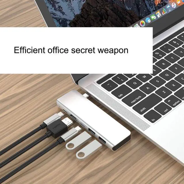 Alt view image 5 of 7 - WRIARICH USB C Hub, Fastest Type-C 5 in 1 Multi-Port Hub Adapter for MacBook Pro 13" / 15" / 16" with Thunderbolt 3 USB C,, 2 USB 3.0 Ports and 4K HDMI Out, Pass-Through Charging for MacBook, Mac Pro