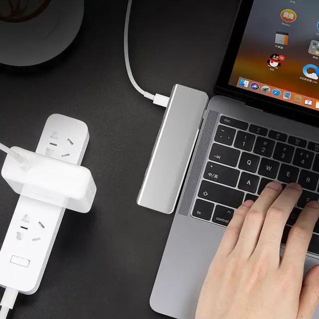 Alt view image 6 of 7 - WRIARICH USB C Hub, Fastest Type-C 5 in 1 Multi-Port Hub Adapter for MacBook Pro 13" / 15" / 16" with Thunderbolt 3 USB C,, 2 USB 3.0 Ports and 4K HDMI Out, Pass-Through Charging for MacBook, Mac Pro