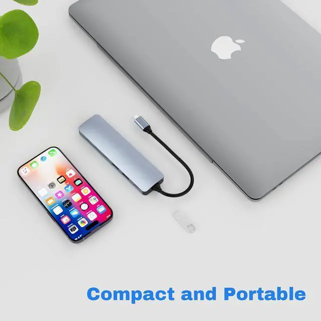 Alt view image 7 of 7 - WRIARICH USB C to HDMI Adapter, 7-in-1 USB C Docking Station Dual Monitors for Windows, USB C Adapter with 4K HDMI, 2*USB 3.0, 100W PD, USB-C Data,SD/TF for Laptops, Computers, MacBook Pro/Air