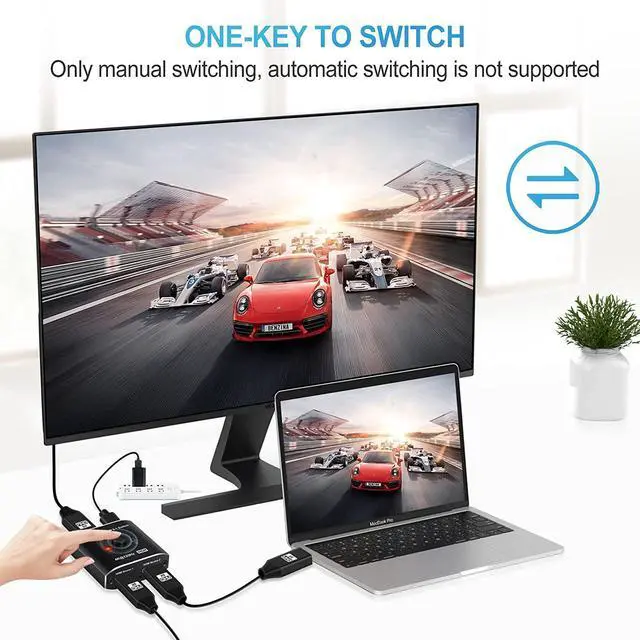 Alt view image 4 of 7 - HDMI 2.1 Switch,4K@120Hz HDMI Switcher Ultra HD 8K HDMI Switch 2 in 1 Out, 48Gbps HDMI Hub Support HDR 8K@60Hz, 4K@144Hz, 2K@240Hz for PS4/PS5 Xbox Roku Apple TV Fire Stick (OZ8Q2B)