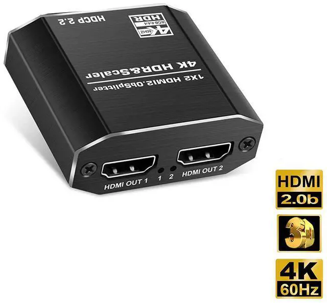 Main image of HDMI Splitter 1x2 with 4 kinds of EDID mode, 1 in 2 Out Audio Video Distributor Box, Support HDCP2.2, HDMI2.0b, EDID, 3D, RGB 4:4:4 for PS4, Xbox, STB, Blu-ray DVD Players