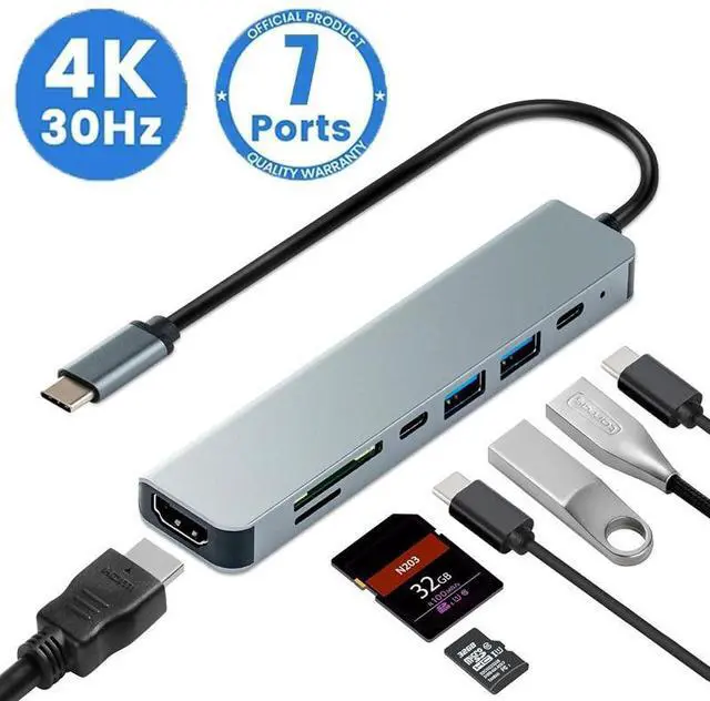 Main image of WRIARICH USB C Hub,7 in 1 Adapter,Multiport Adapter with 4K HDMI, USB C & 2*USB3.0, PD 100W, SD/TF, USB C Docking Station for MacBook Air/Pro, iPad, Windows, Steam Deck, Switch