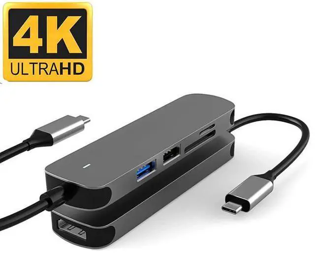 Main image of WRIARICH USB C Hub Multiport Adapter - 5 in 1 Portable Space Aluminum Dongle with 4K HDMI Output, USB 3.0/2.0 Ports, SD/Micro SD Card Reader Compatible for MacBook Pro, XPS More Type C Devices