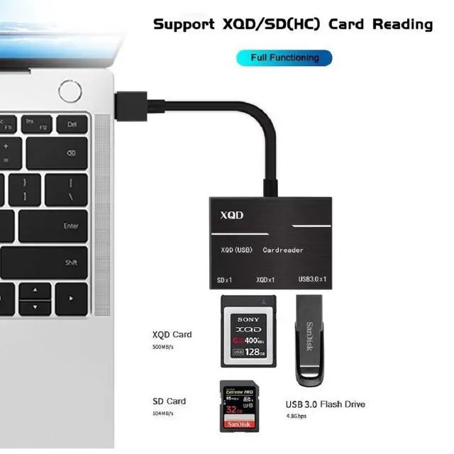 Alt view image 5 of 7 - WRIARICH All in One USB 3.0 To XQD Card Reader 500MB/S High Speed USB3.0 HUB Aluminium Card Reader Adapter For Sony M/G Series For Lexar Accesso