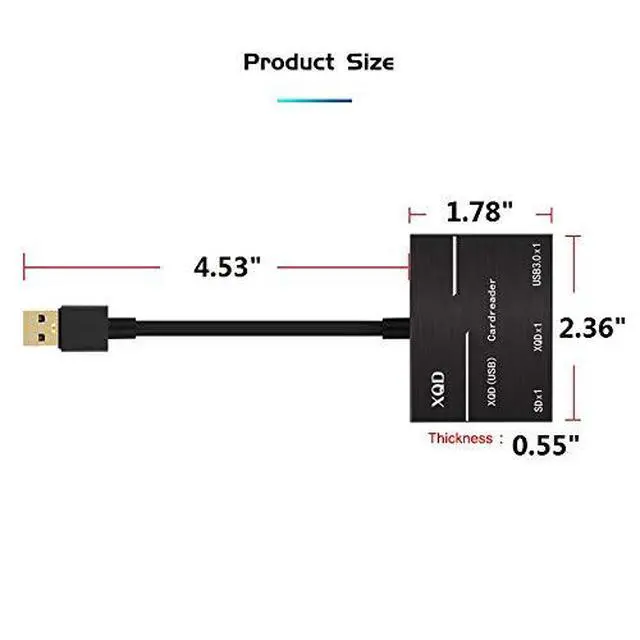 Alt view image 6 of 7 - WRIARICH All in One USB 3.0 To XQD Card Reader 500MB/S High Speed USB3.0 HUB Aluminium Card Reader Adapter For Sony M/G Series For Lexar Accesso