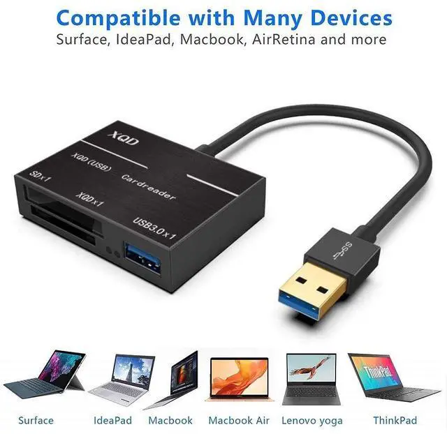 Main image of XQD Card Reader SD USB3.0 Adapter, 5Gpbs Super Speed XQD Memory Card Reader, Compatible with Sony G/M Series Lexar 2933x/1400x USB Mark XQD Card, Support Windows/Mac OS System
