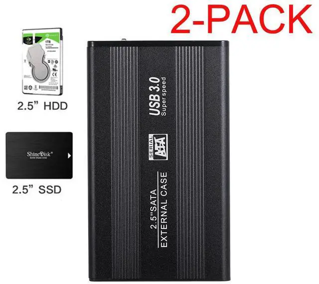 Main image of WRIARICH SATA to USB 3.0 5GBPS SSD Aluminum Housing External Enclosure Adapter Case for 2.5 Inch SSD & HDD 9.5mm 7mm External Hard Drive Case Support 3TB , 2-Pack