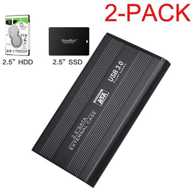 Main image of WRIARICH Aluminum Housing 2.5" Hard Drive External Enclosure, USB 3.0 to SSD / 2.5-Inch SATA I/II/IIIHard Drive Adapter, 2-Pack