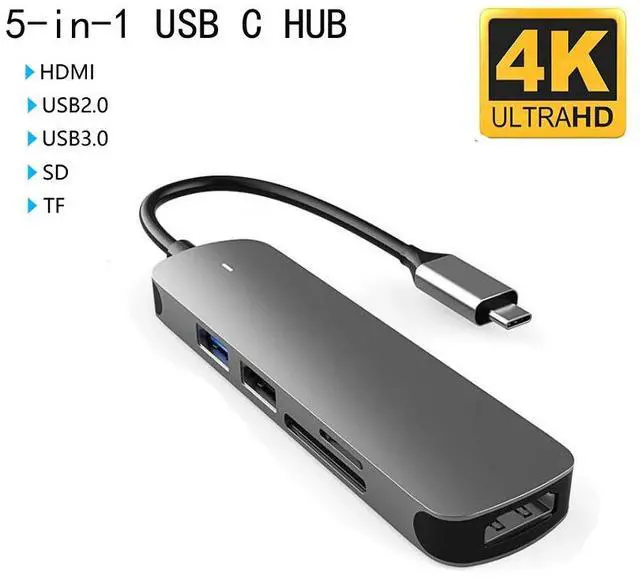 Main image of WRIARICH 5 in 1 Type C USB C Hub 3.0 to HDMI Adapter 4K Video USB3.0 USB2.0 SD/TF MicroSD Card Reader Splitter 3.0 Hub for PC Laptops NS Switch and MacBook for Computer Accessories