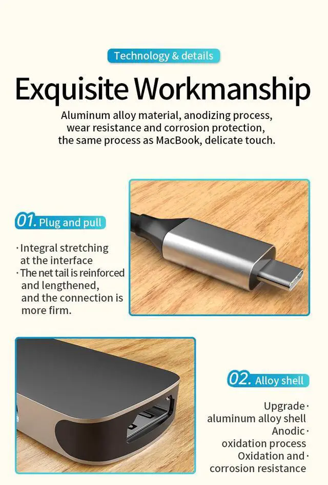 Alt view image 3 of 7 - USB C Hub,ESTONE 6 in 1 USB C to HDMI Adapter with USB 3.0/2.0+SD/TF Card Reader+4K HDMI+87W Power Delivery Compatible for MacBook Pro Air USB C Laptops and Other Type C Devices