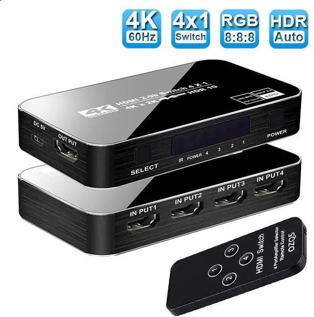 Main image of HDMI Switch 4K 60Hz, HDMI Splitter 4 in 1 Out, HDMI2.0 Switch Support 4K@60Hz 18Gbps for Xbox Series PS5/4/3 HD TV Monitor Projector - OZQ5