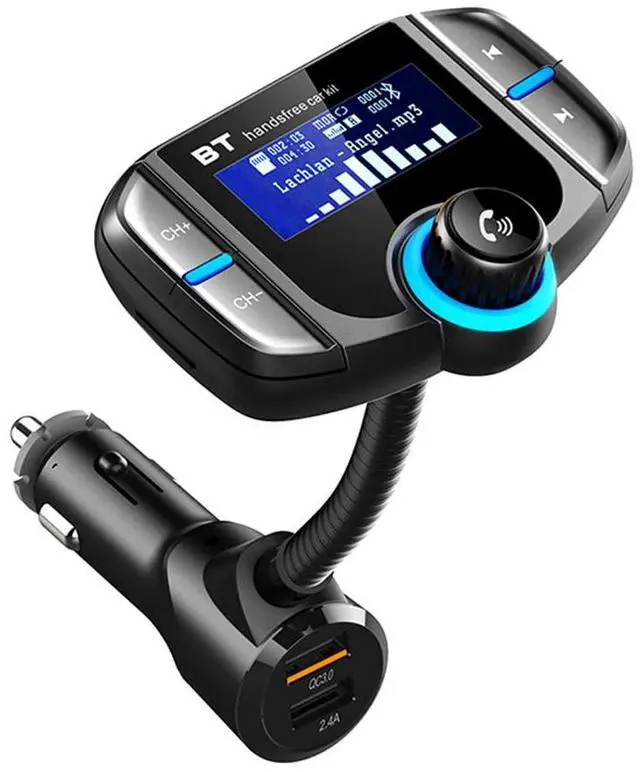 Main image of Bluetooth 4.2 FM Transmitter for Car,BT70 Wireless Bluetooth FM Radio Adapter Bass Sound Music Player FM Car Kit with Hands-free Calling and 2 USB Ports QC3.0/2.4A Charger Support USB Drive