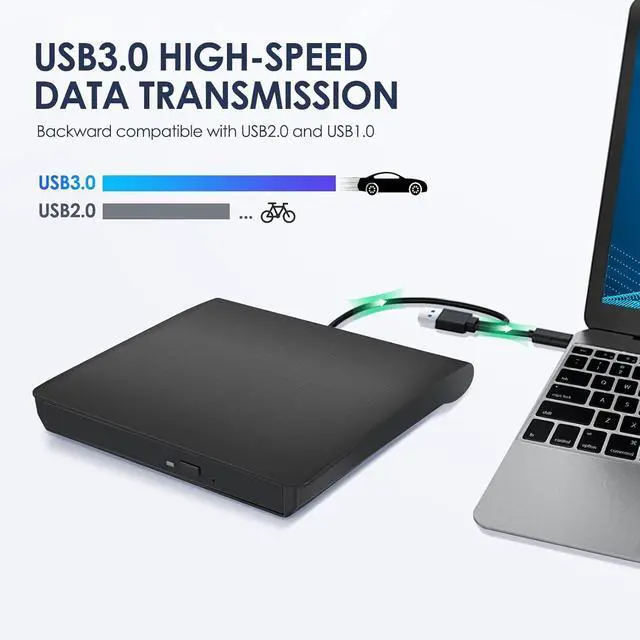 Alt view image 5 of 7 - XD001 External CD Drive USB 3.0/Type-C Portable CD/DVD+/-RW Burner Player Writer CD ROM for Laptop Mac MacBook Ai Pro Windows Desktop PC(Black)