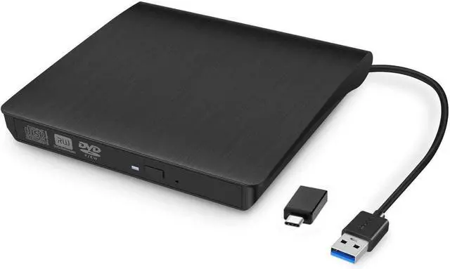 Main image of External DVD Drive,USB 3.0 Type-C CD DVD +/-RW Optical Drive USB C Burner Slim CD/DVD ROM Rewriter Writer Reader Portable for PC Laptop Desktop MacBook Mac Windows 7/8.1/10 Linux OS Apple-Black