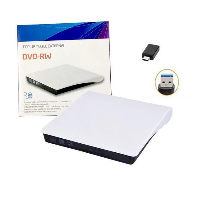 Main image of WRIARICH USB 3.0 & USB-C External CD DVD +/- RW Optical Drive Player Reader Writer Burner for Apple MacBook Pro/Air, Windows 10 Laptop Desktop PC of HP, Dell, Acer, Lenovo, Thinkpad, Surface, White
