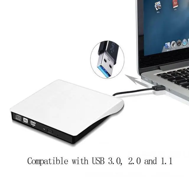 Alt view image 5 of 7 - WRIARICH USB 3.0 & USB-C External CD DVD +/- RW Optical Drive Player Reader Writer Burner for Apple MacBook Pro/Air, Windows 10 Laptop Desktop PC of HP, Dell, Acer, Lenovo, Thinkpad, Surface, White