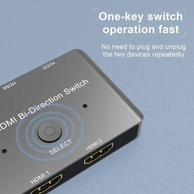Alt view image 4 of 7 - 8K HDMI 2.1 Switch,ESTONE HDMI Switch 4K 120Hz, Bi-Directional HDMI Switcher 2 in 1 Out or 1 in 2 Out, Supports 8K@60Hz, 4K@120Hz, 4K@60Hz 48Gbps High Speed for PS4/5 Roku Xbox TV Monitor
