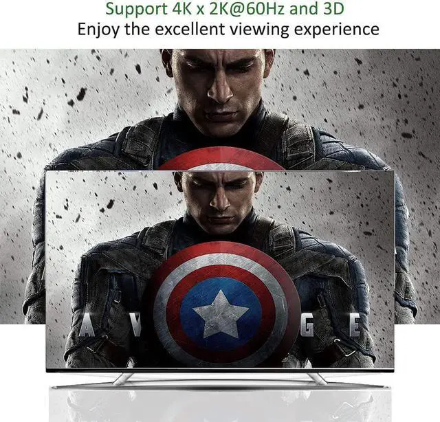 Alt view image 6 of 7 - 4K@60Hz HDMI Splitter 1 in 2 Out - 1x2 HDMI Display Duplicate/Mirror - 4K @ 30Hz (One Input To Two Outputs) - with audio extractor(3.5mm, Coaxial & Optical SPDIF audio out) - 1 Source to 2 Displays