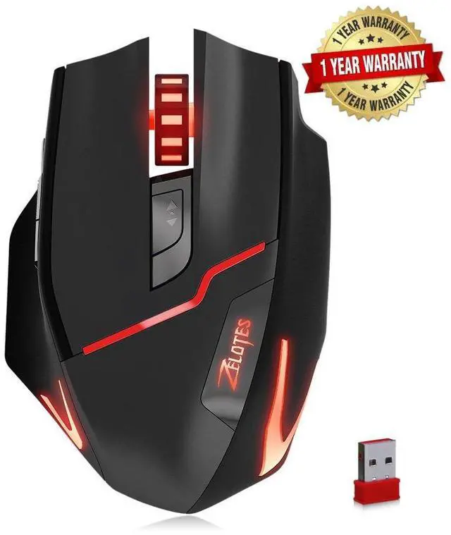 Alt view image 2 of 7 - Zelotes F18 Wired 2.4G Wireless Gaming Mouse with 3200 DPI 7 Buttons LED Backlight for Gamer PC Laptop Desktop Notebook