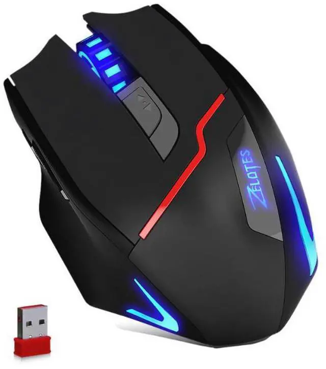 Alt view image 3 of 7 - Zelotes F18 Wired 2.4G Wireless Gaming Mouse with 3200 DPI 7 Buttons LED Backlight for Gamer PC Laptop Desktop Notebook