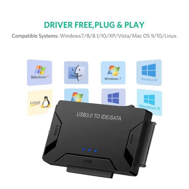 Alt view image 7 of 7 - WRIARICH USB 3.0 to SATA and IDE Converter External Hard Drive Adapter Kit for Universal 2.5/3.5 HDD/SSD 2.5" 3.5" IDE Hard Drive Disk, Included 12V/2A Power Adapter