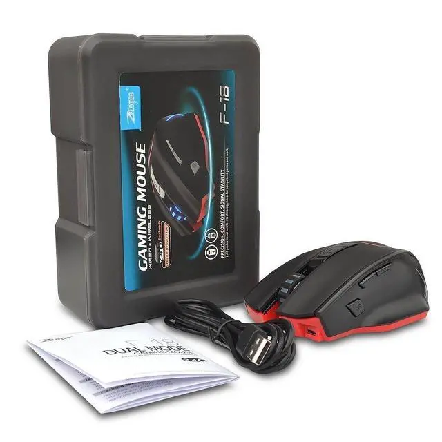 Alt view image 2 of 7 - Zelotes F-18 Rechargeable Wireless Gaming Mouse, 3200 DPI Wired/Wireless RGB Gamer Mouse For Pro Game Notebook Laptop Computer