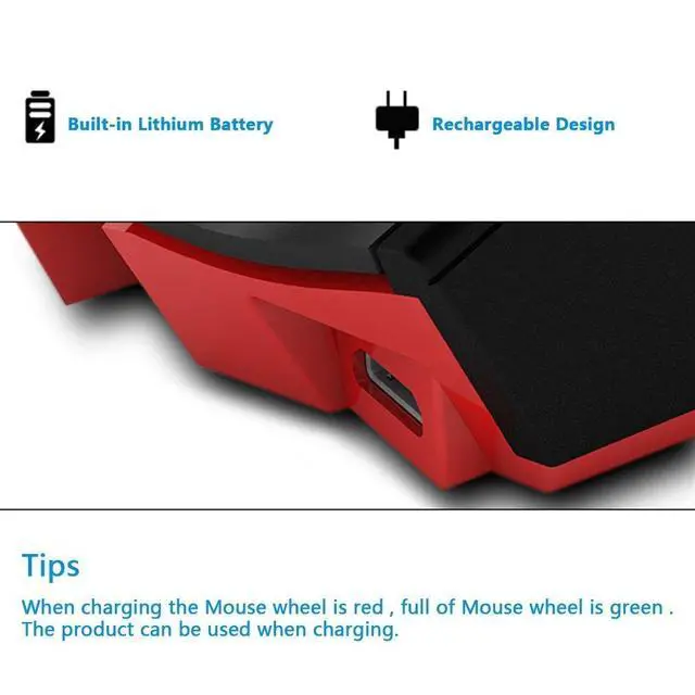 Alt view image 6 of 7 - Zelotes F-18 Rechargeable Wireless Gaming Mouse, 3200 DPI Wired/Wireless RGB Gamer Mouse For Pro Game Notebook Laptop Computer