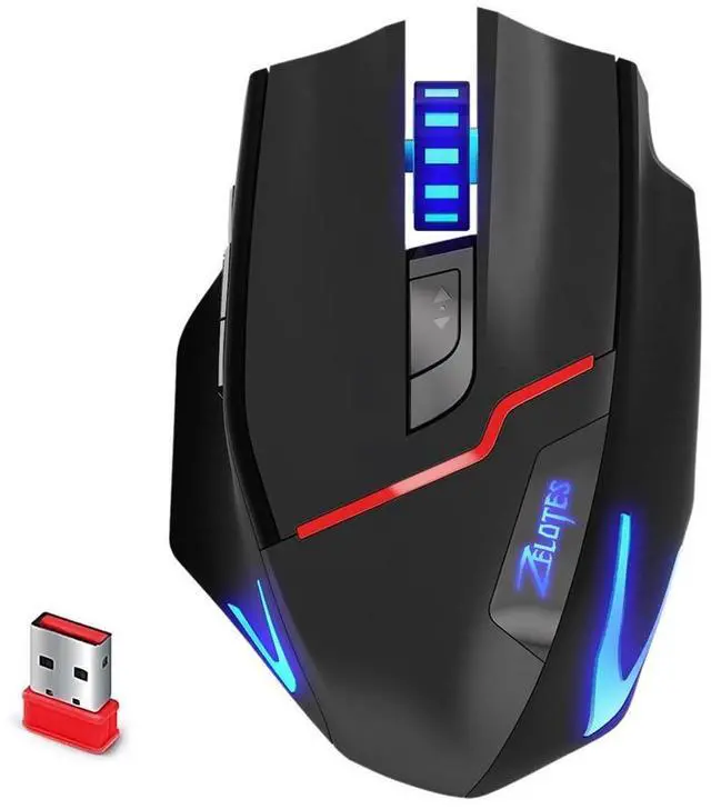 Main image of Zelotes F-18 Wireless Gaming Mouse, 3200 DPI Wired/Wireless Gamer Mouse with Professional Sensor, 45-Hour Durable Power Capacity, 7-COLOR Backlight for PC/Mac/Laptop
