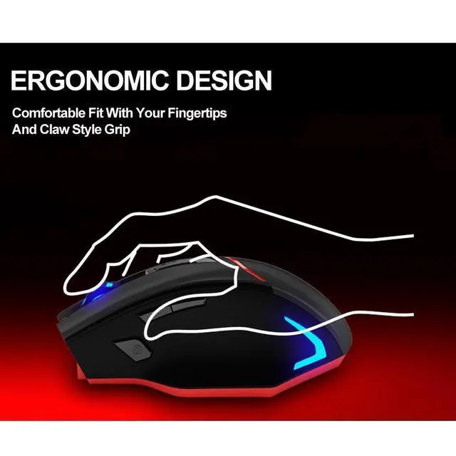 Alt view image 7 of 7 - Zelotes F-18 Wireless Gaming Mouse, 3200 DPI Wired/Wireless Gamer Mouse with Professional Sensor, 45-Hour Durable Power Capacity, 7-COLOR Backlight for PC/Mac/Laptop