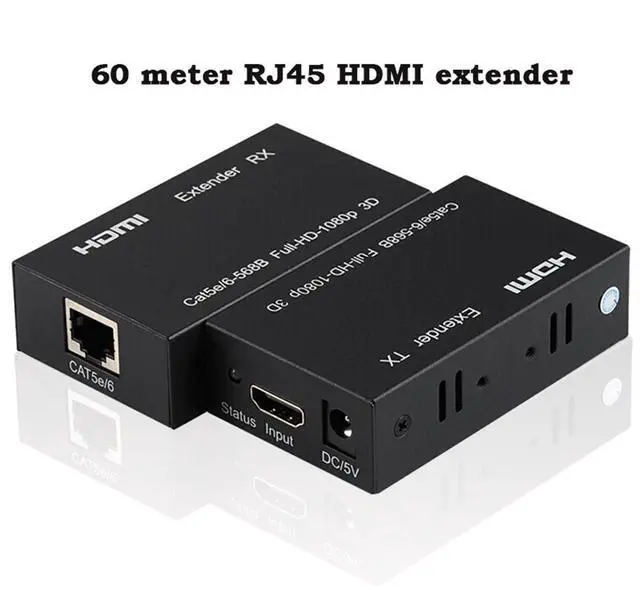 Main image of WRIARICH HDMI Extender, 196ft/60m HDMI Extender (Tx + Rx) Via Single RJ45 Cat6 Ethernet Cable Transmit Up to 60M, Support 1080p, 3D, HDCP, with EDID Function