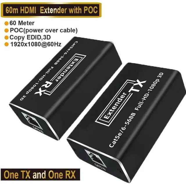 Main image of WRIARICH 196ft/60m 1080P HD HDMI RJ45 Network Extender Over Single Cat5e/6 Ethernet Cable
