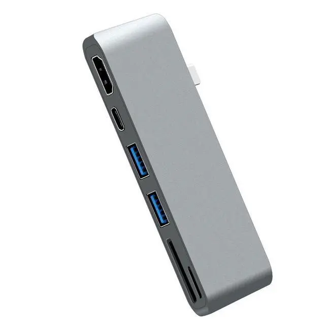 Alt view image 4 of 7 - WRIARICH USB-C Hub, USB C to HDMI Adapter for MacBook 2017/2016 with 4K*2K HDMI Port, 2 USB 3.0 Ports, USB-C Power Delivery, SD/MicroSD Card Reader, Gray