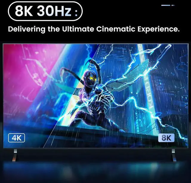 Alt view image 5 of 7 - 3 Ports 8K HDMI 2.1 Switch 3 in 1 Out 8K@60Hz 4K@120Hz HDMI Switcher Selector with Remote Support Auto-Switching 48Gbps HDR 10+ Dolby Vision/Atmos HDCP 2.3 CEC
