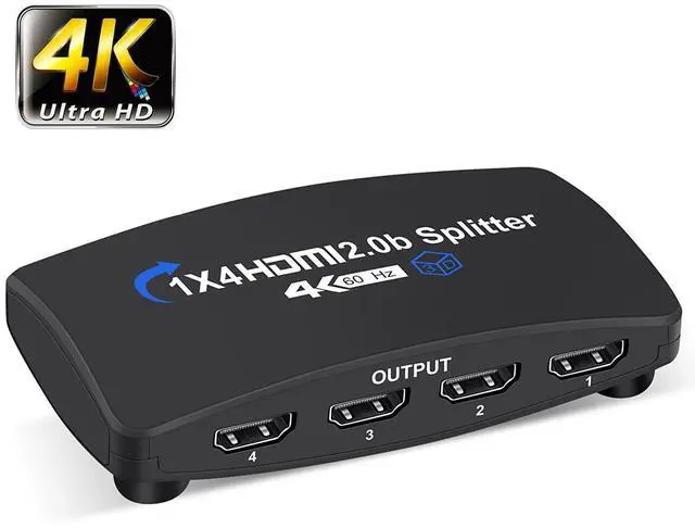 Main image of WRIARICH 4K@60Hz HDMI Splitter 1 in 4 Out, 4 Way HDMI Splitter for Four Monitors, 1x4 HDMI2.0 Splitter Video Distributor Mirror Only, Support 3D, HDCP2.2, HDR, 4K@60Hz, RGB 8:8:8