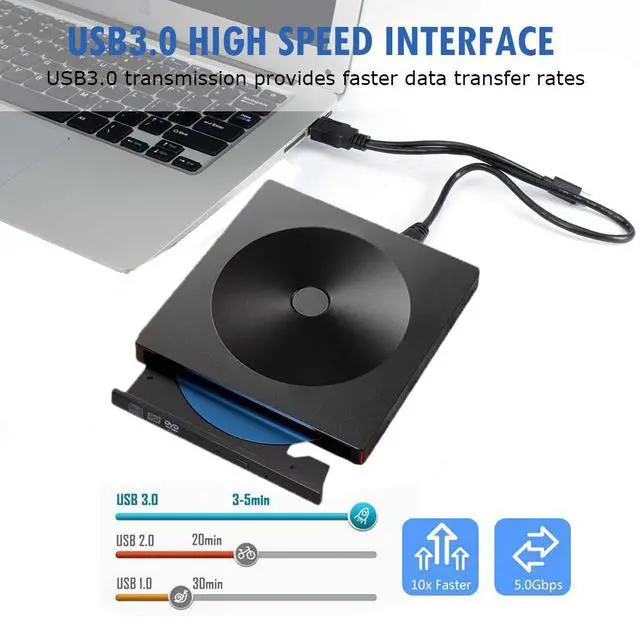 Alt view image 4 of 7 - External CD DVD Drive USB 3.0 Type-C Portable Superdrive Burner Player Writer CD DVD +/- RW, Compatible with Windows 10 8 7 XP Vista Mac OS System for Mac Pro Air iMac Laptop