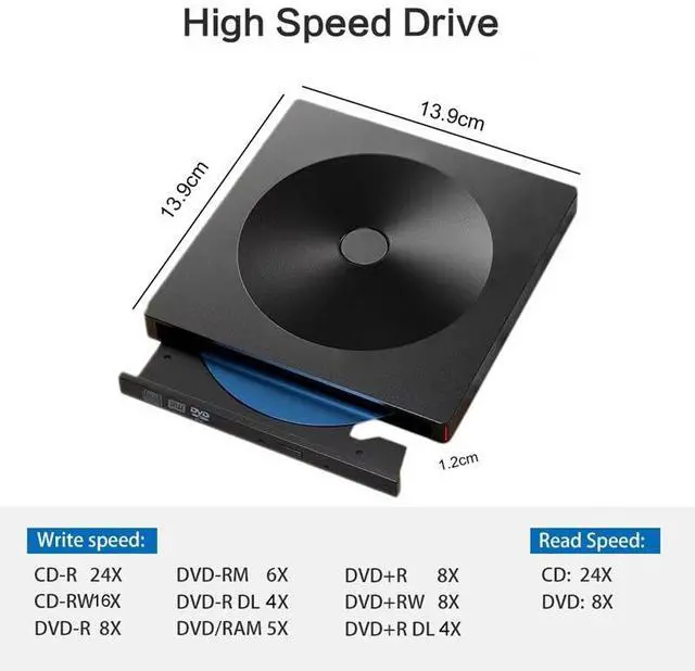 Alt view image 2 of 7 - External Type-c USB 3.0 CD DVD Drive, Portable Ultra-Thin Touch Control CD DVD Burner High Speed Data Transfer for PC Laptop Desktop MacBook Windows XP/Win 7/Win 8/Win10/Vista/Linux/Mac OS and More