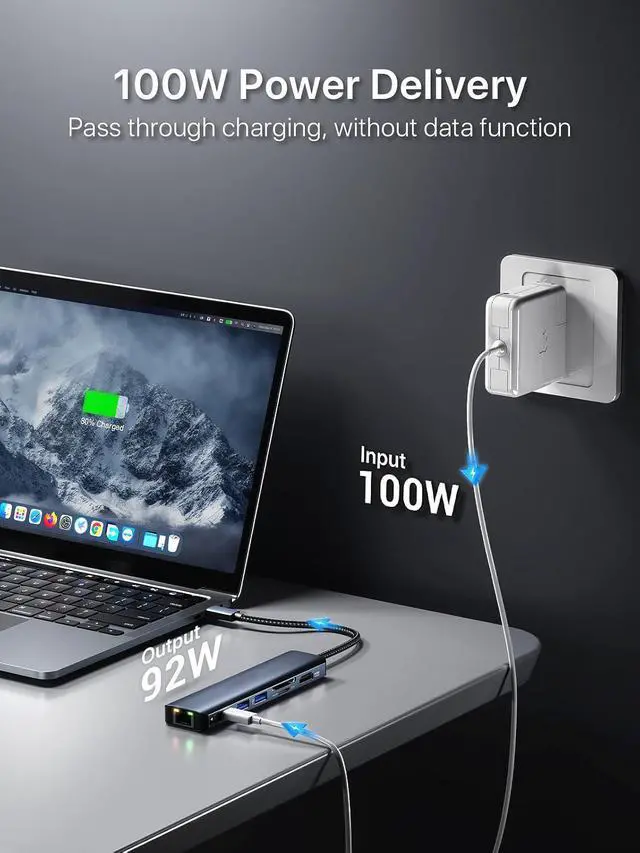 Alt view image 5 of 7 - WRIARICH 7 in 1 USB C to Ethernet Adapter, Aluminum USB Hub with USB-C to Rj45 Gigabit Ethernet LAN Network Adapter Multiport for MacBook Pro/Air, iPad Pro