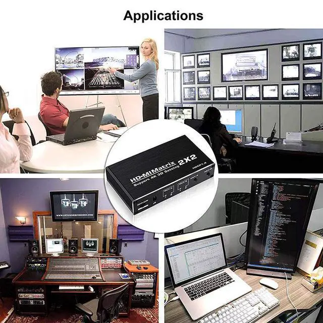 Alt view image 7 of 7 - WRIARICH 2x2 HDMI Matrix Switch Up to 4K 60Hz HDR, HDMI 2.0b, HDCP 1.4 , 3D,1080P,YUV 4:2:0, IR Remote, 2 in 2 Out Video (OZJ3)