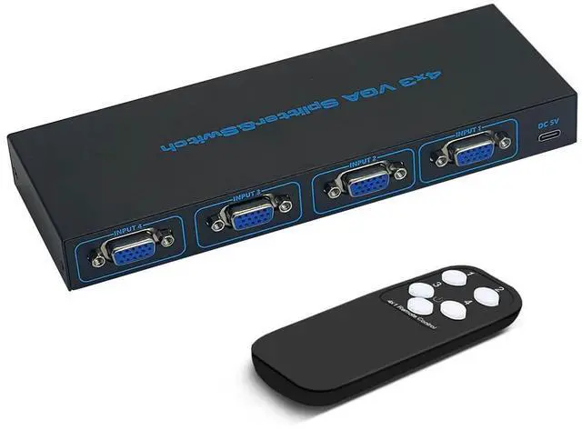 Main image of 4x3 VGA Video switcher 4 in 3 Out Video Sharing Computer Host External VGA TV Monitor Projector selector Switch Box with Remote