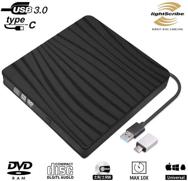 Main image of BT689 External CD DVD Drive for Laptop,Cocopa DVD Player CD Burner Type C USB 3.0 Portable CD ROM External Disk Drive Optical Drive Slim CD DVD Recorder Writer Adapter for PC/Mac/Windows/Linux