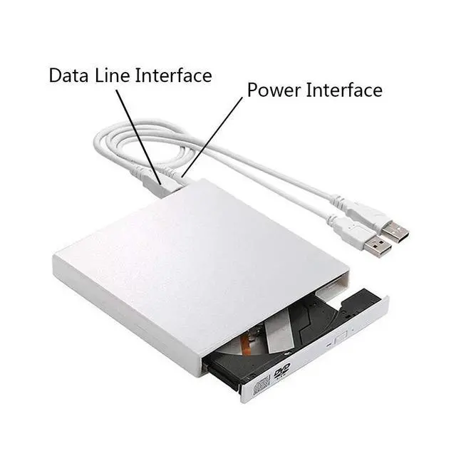 Alt view image 3 of 7 - WRIARICH External USB2.0 CD Drive, Protable External DVD Drive, USB Slim Portable CD-RW DVD-R Combo Burner Writer Player for Laptop Notebook PC Desktop Computer, White
