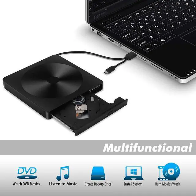 Main image of WRIARICH YX-008 External CD Drive USB 3.0 Portable CD DVD +/-RW Drive DVD/CD ROM Rewriter Burner Writer Compatible with Laptop Desktop PC Windows Mac Pro MacBook
