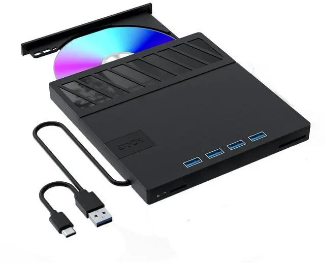 Main image of WRIARICH Upgrade 7 in 1 External CD/DVD Drive for Laptop USB 3.0 Type-C CD/DVD + / - RW Burner Writer Player Optical CD ROM Disk Drive Compatible for Laptop Desktop MacBook Windows Linux Mac OS Vista