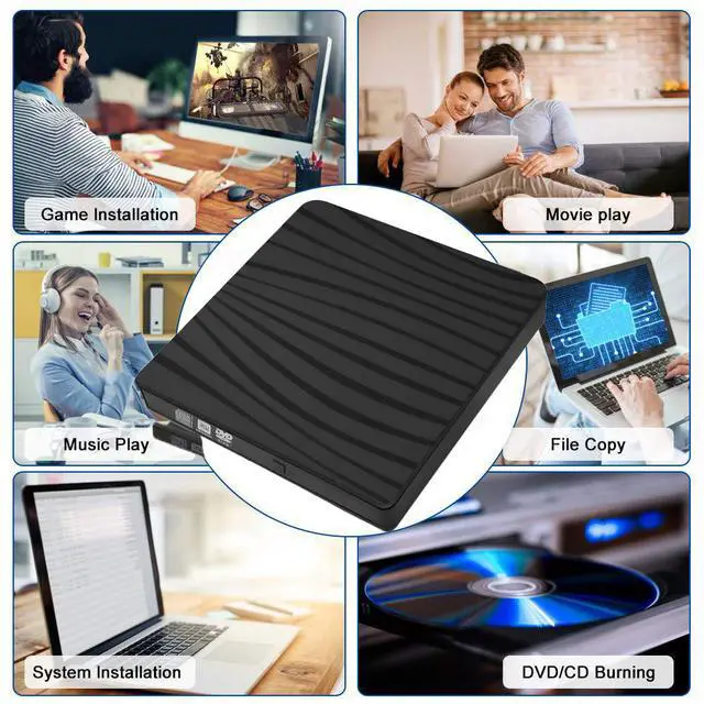 Alt view image 2 of 7 - WRIARICH BT689 External CD DVD Drive USB 3.0 and Type-C Portable CD/DVD Player for Laptop CD Drive Reader Writer Burner Compatible with Laptop Desktop PC Windows Linux Apple Mac Black