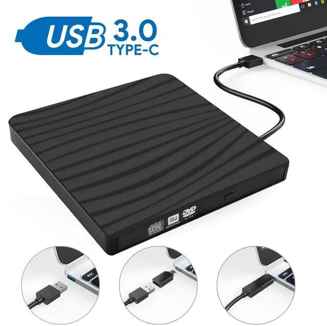 Main image of BT689 External CD Drive, USB 3.0/Type-C adapter Portable CD/DVD +/-RW Drive Slim DVD/CD ROM Rewriter Burner Superdrive High Speed Data Transfer for Laptop Desktop PC Windows Linux OS Apple Mac