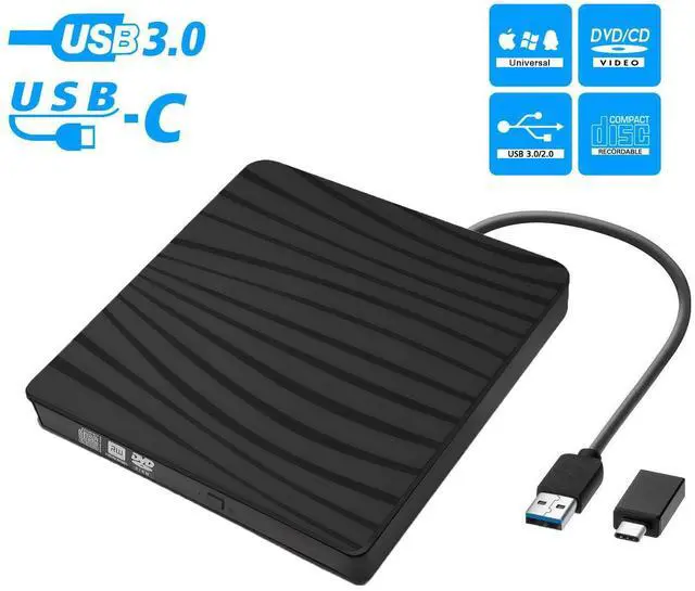 Main image of WRIARICH BT689 External CD/DVD Drive for Laptop, USB 3.0&Type-C Ultra-Slim Portable Burner Writer Compatible with Mac MacBook Pro/Air iMac Desktop Windows 7/8/10/XP/Vista (Silver)