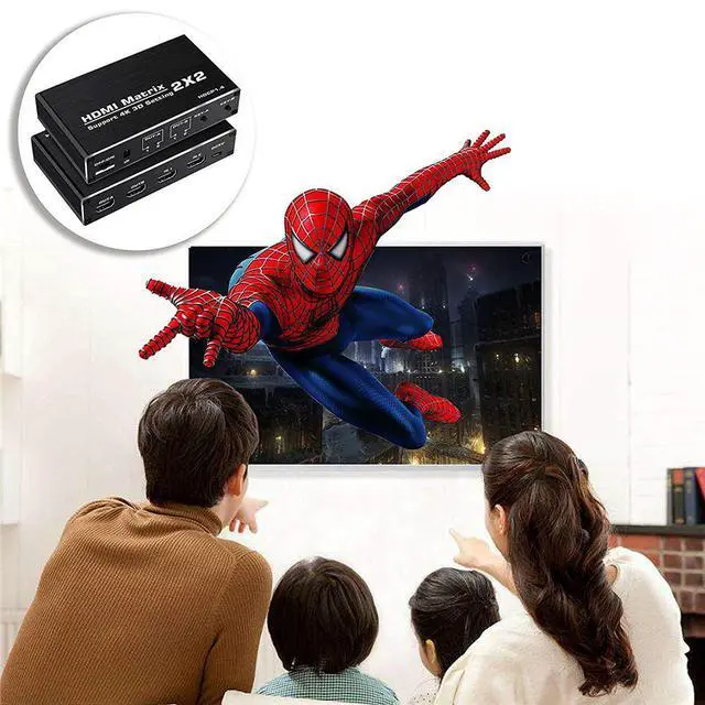 Alt view image 5 of 7 - WRIARICH 4K@60Hz HDMI Matrix Switch 2 X 2 Switcher 18G UltraHD Supports Up to 4K @ 60Hz & 1080P IR HDCP 1.4- Remote Control (OZJ3)