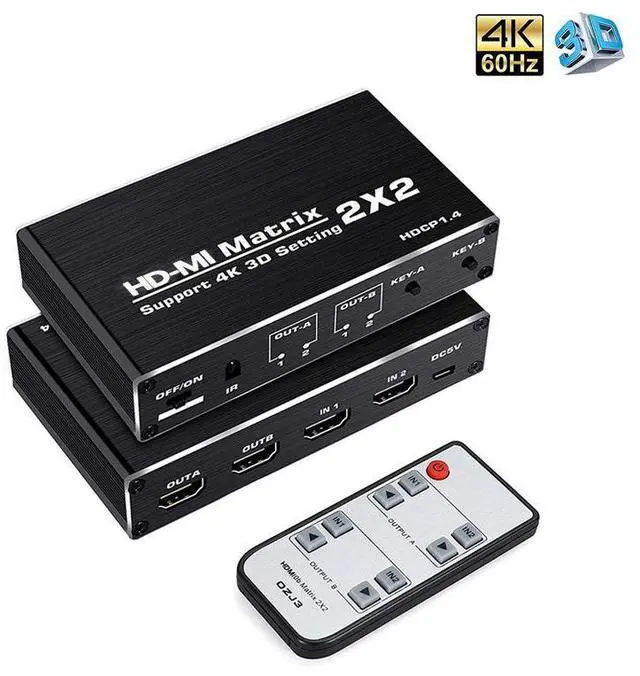 Main image of WRIARICH 4K HDMI Matrix Switch 2 X 2, Switcher Ultra HD Supports Up to 4K @ 60Hz IR, HDR, HDMI 2.0b, HDCP 1.4 , 3D,1080P,YUV 4:2:0- Remote Control (OZJ3)